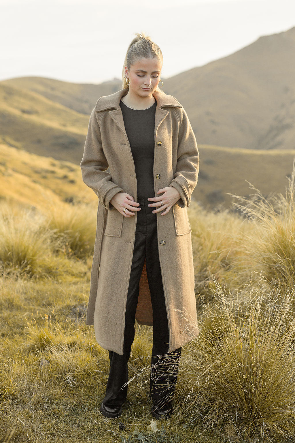 Luxe Elgin Wool Trench Coat - Camel