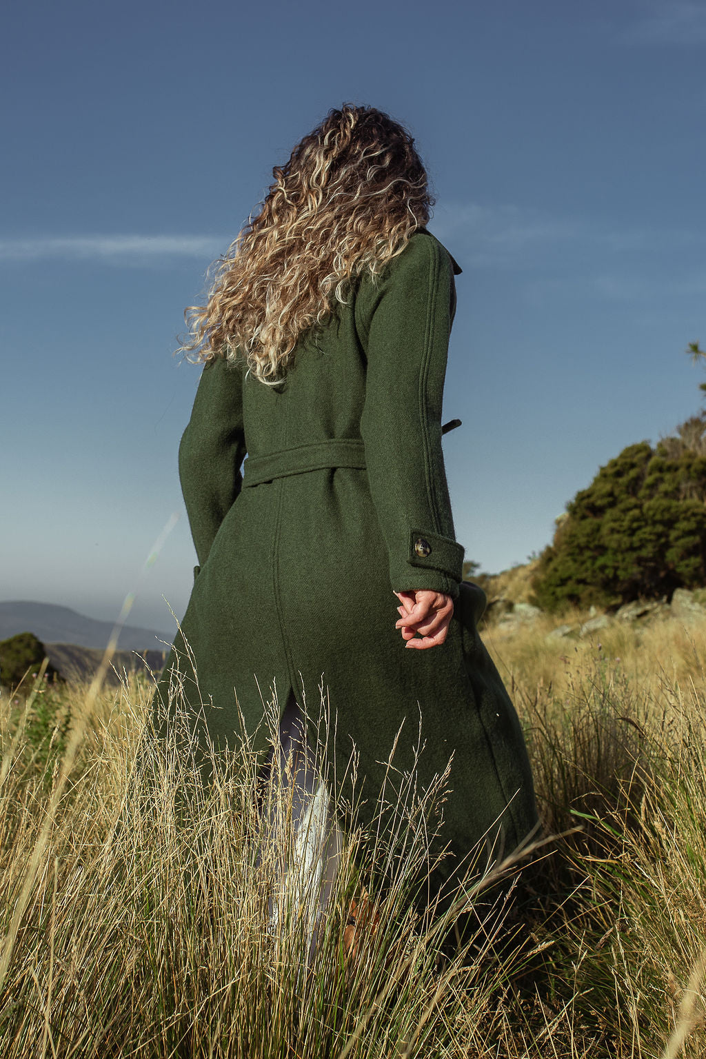 Luxe Elgin Wool Trench Coat - Dark Olive