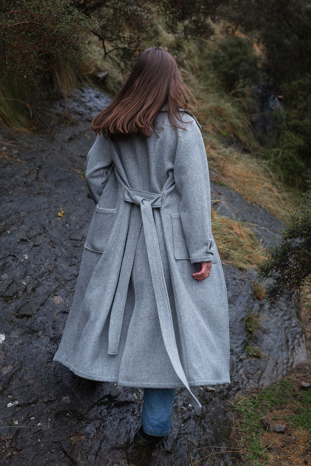 Elgin Wool Trench Coat - Grey Marle