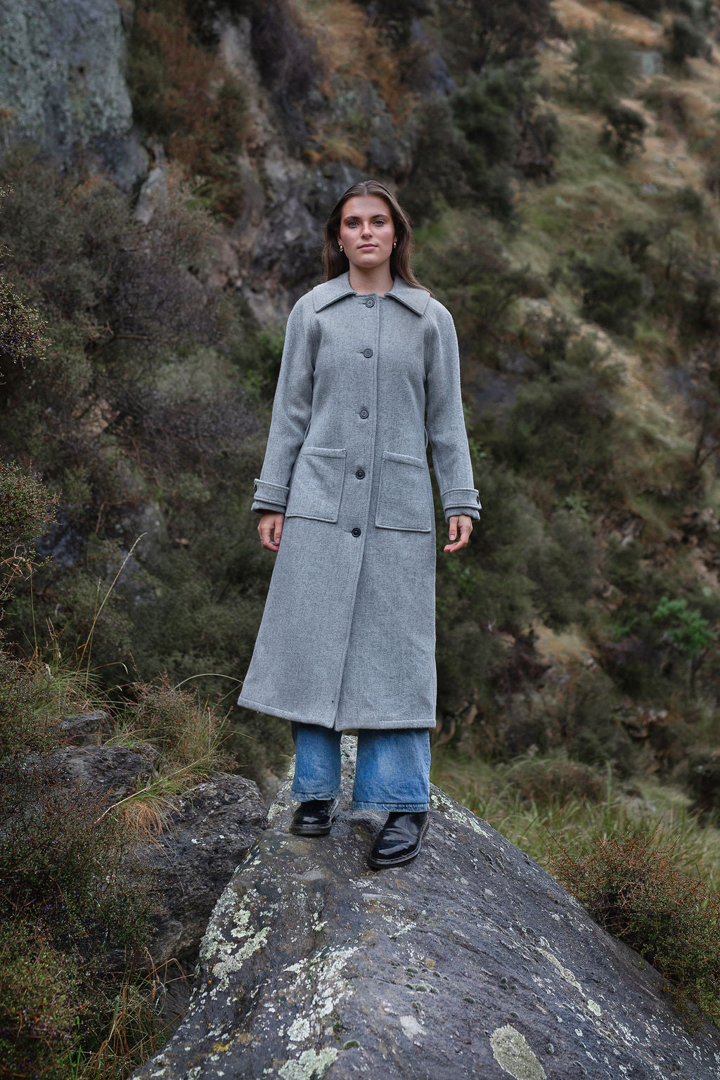 Elgin Wool Trench Coat - Grey Marle