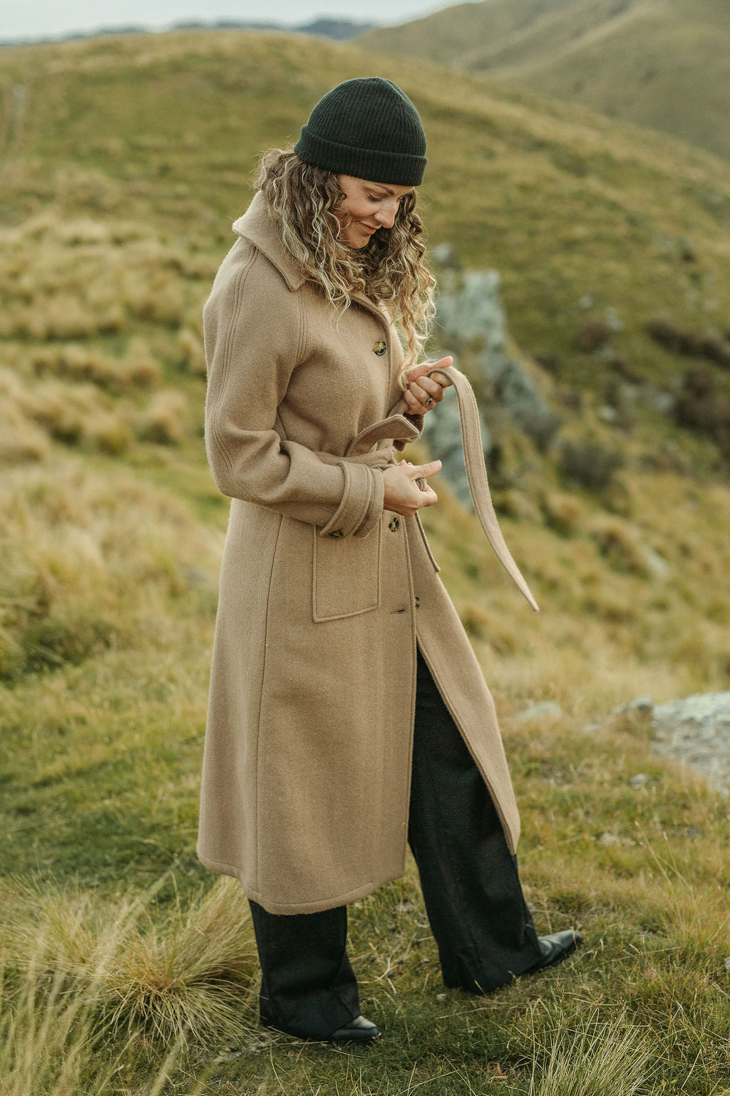 Luxe Elgin Wool Trench Coat - Camel